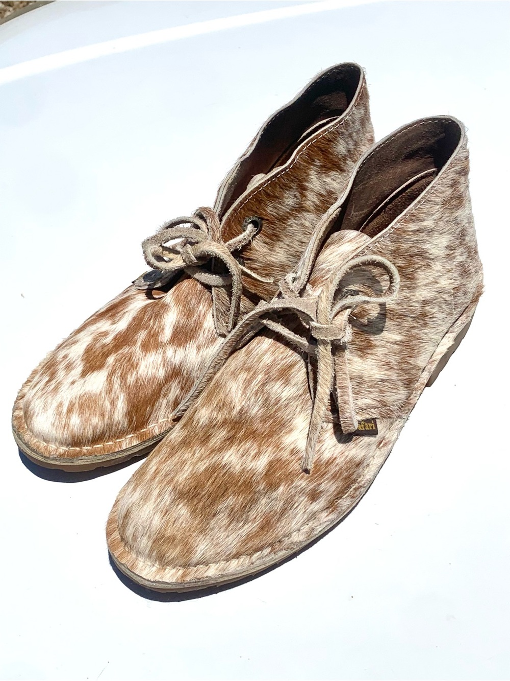 Vintage Bata Safari Cowhide Hair-On-Hide Desert Leather Chukka Boots Size 11